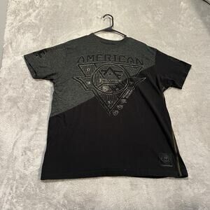 American Fighter Shirt Mens XL Black Gray Colorblock Graphic Premium MMA Tee